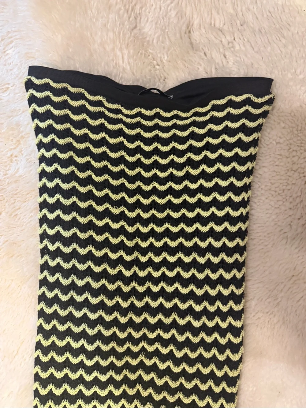 Zara Black and Yellow Chevron Maxi Skirt
